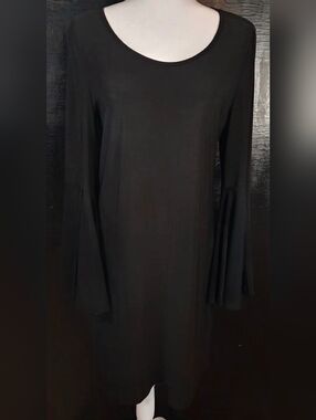 MSK Black Shift Dress with Sheer Bell Sleeves | Size M | Like New
